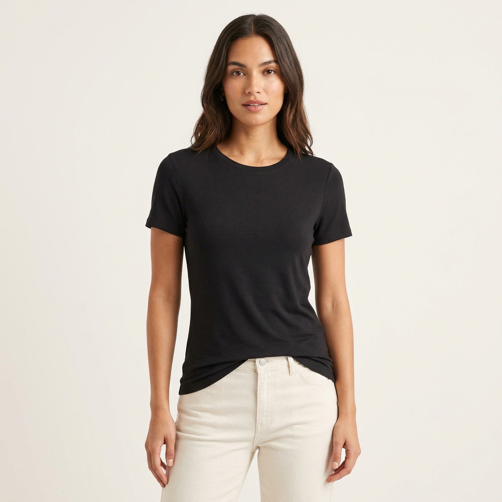 A New Day Black Crewneck Pima Cotton Tee XS